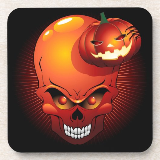 Halloween Skull en Pumpkin Bier Onderzetter (Voorkant)