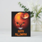 Halloween Skull en Pumpkin Briefkaart (Staand voorkant)