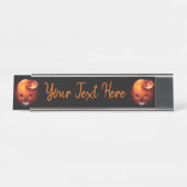 Halloween Skull en Pumpkin Bureau Naambordje (Voorkant)