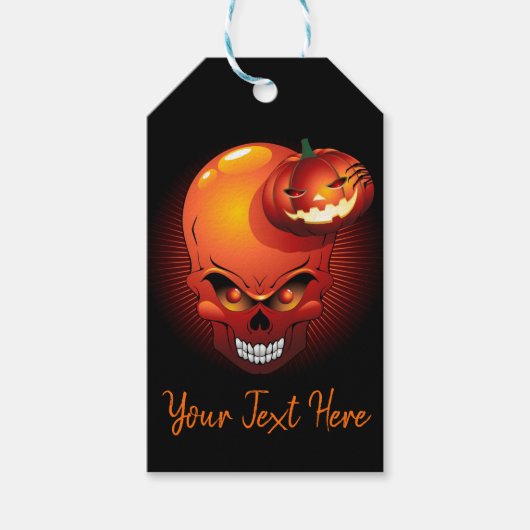 Halloween Skull en Pumpkin Cadeaulabel (Voorkant)