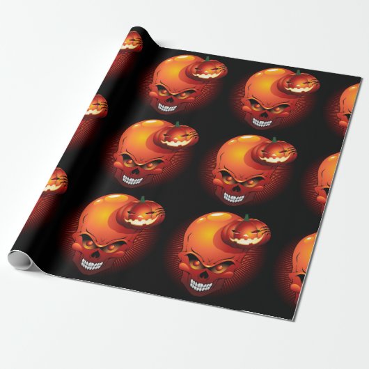 Halloween Skull en Pumpkin Cadeaupapier (Uitgerold)