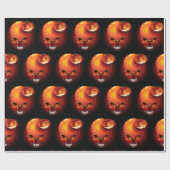 Halloween Skull en Pumpkin Cadeaupapier (Vlak)