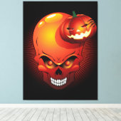 Halloween Skull en Pumpkin Canvas Afdruk (Insitu (Houten vloer))