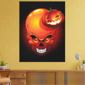 Halloween Skull en Pumpkin Canvas Afdruk (Insitu (Woonkamer))