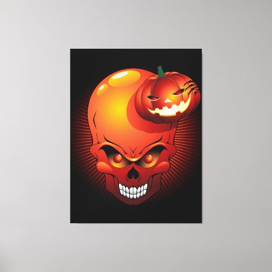 Halloween Skull en Pumpkin Canvas Afdruk (Voorkant)