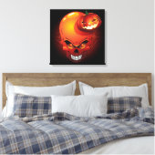 Halloween Skull en Pumpkin Canvas Print (Insitu (Slaapkamer))