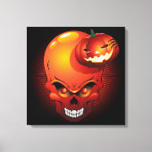Halloween Skull en Pumpkin Canvas Print (Voorkant)