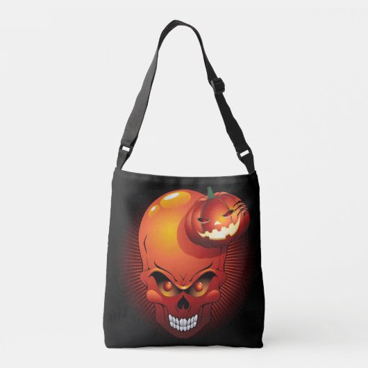 Halloween Skull en Pumpkin Crossbody Tas (Achterkant)