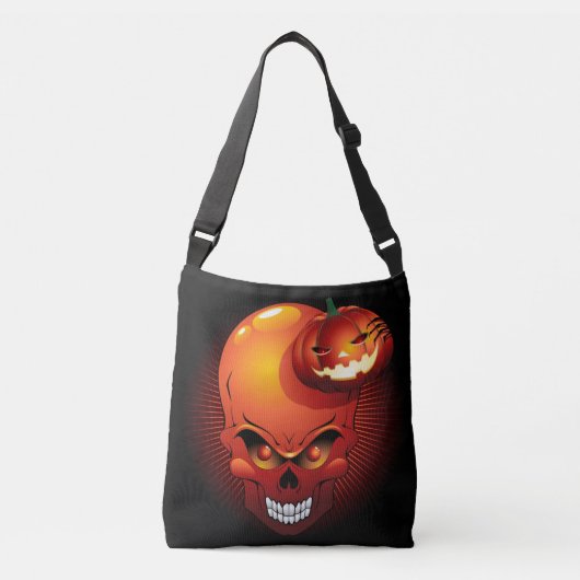Halloween Skull en Pumpkin Crossbody Tas (Voorkant)