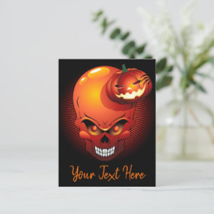 Halloween Skull en Pumpkin Feestdagenkaart