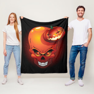 Halloween Skull en Pumpkin Fleece Deken
