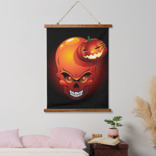 Halloween Skull en Pumpkin Hangend Wandkleed
