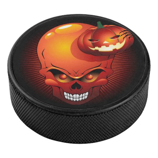 Halloween Skull en Pumpkin Hockey Puck (3/4)