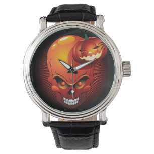 Halloween Skull en Pumpkin Horloge