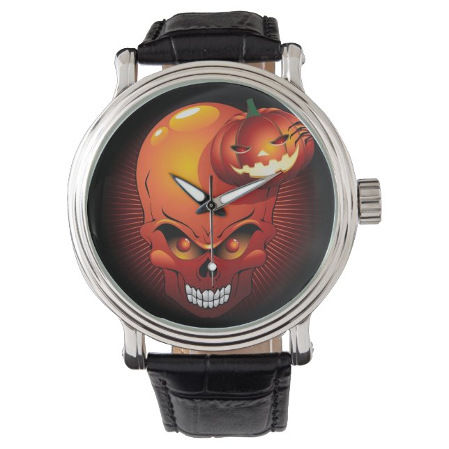 Halloween Skull en Pumpkin Horloge (Voorkant)