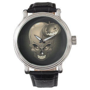 Halloween Skull en Pumpkin Horloge
