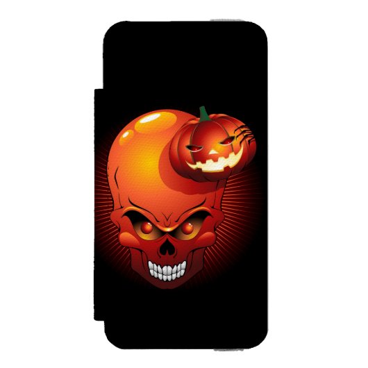 Halloween Skull en Pumpkin Incipio iPhone Portemonnee Hoesje (Voorkant Agenda)