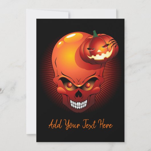 Halloween Skull en Pumpkin Invitation Kaart (Voorkant)