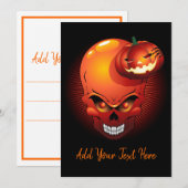 Halloween Skull en Pumpkin Invitation Kaart (Voorkant / Achterkant)