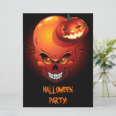Halloween Skull en Pumpkin Invitation Kaart (Staand voorkant)