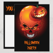 Halloween Skull en Pumpkin Invitation Kaart (Voorkant / Achterkant)