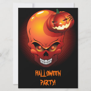 Halloween Skull en Pumpkin Invitation Kaart