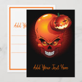 Halloween Skull en Pumpkin Kaart (Voorkant / Achterkant)