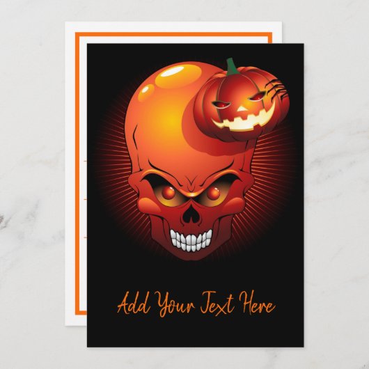 Halloween Skull en Pumpkin Kaart (Voorkant / Achterkant)