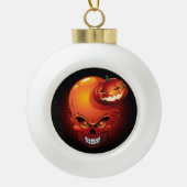 Halloween Skull en Pumpkin Keramische Bal Ornament (Voorkant)