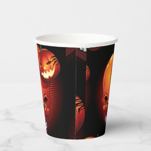 Halloween Skull en Pumpkin Papieren Bekers (Rechts)