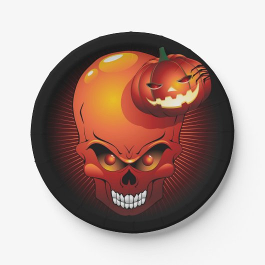 Halloween Skull en Pumpkin Papieren Bordje (Voorkant)