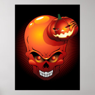 Halloween Skull en Pumpkin Poster