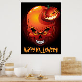 Halloween Skull en Pumpkin Poster (Keuken)