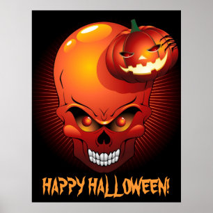 Halloween Skull en Pumpkin Poster