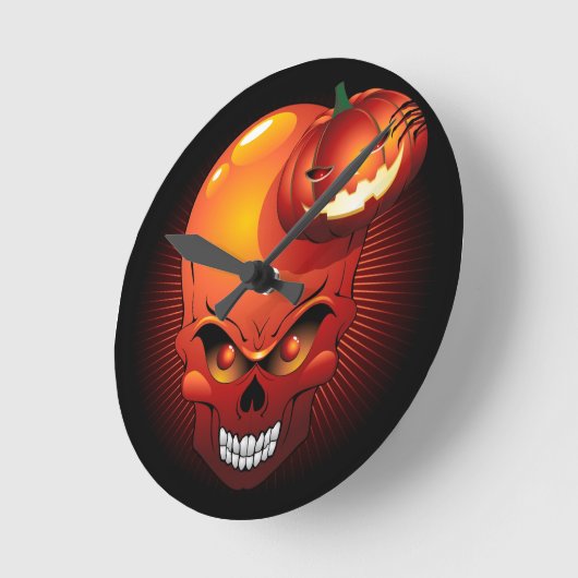 Halloween Skull en Pumpkin Ronde Klok (Hoek)