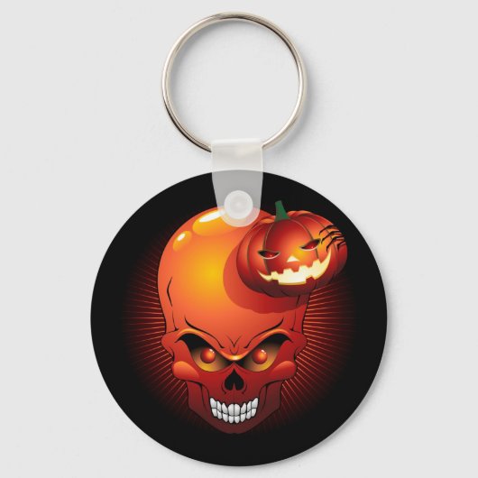 Halloween Skull en Pumpkin Sleutelhanger (Voorkant)
