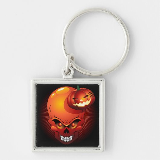 Halloween Skull en Pumpkin Sleutelhanger (Voorkant)