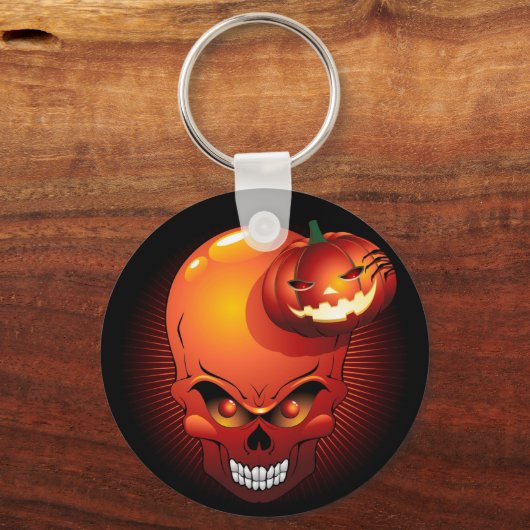 Halloween Skull en Pumpkin Sleutelhanger (Voorkant)