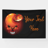 Halloween Skull en Pumpkin Spandoek (Horizontaal)