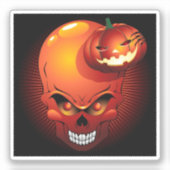 Halloween Skull en Pumpkin Sticker (Voorkant)