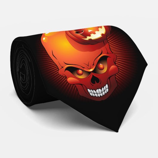 Halloween Skull en Pumpkin Stropdas (Opgerold)