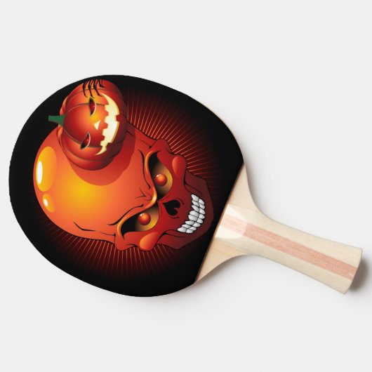 Halloween Skull en Pumpkin Tafeltennisbatje (Zijkant)