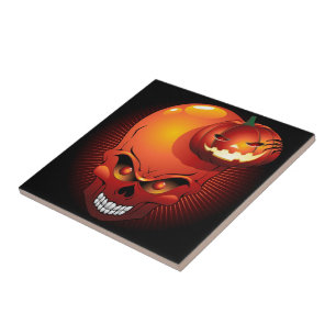 Halloween Skull en Pumpkin tegel Tegeltje