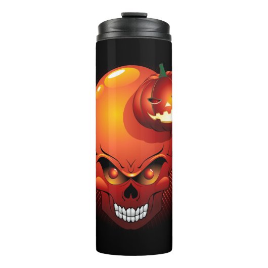 Halloween Skull en Pumpkin Thermosbeker (Voorkant)