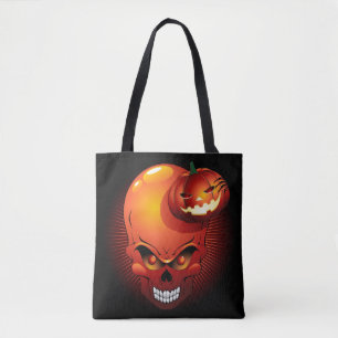 Halloween Skull en Pumpkin Tote Bag