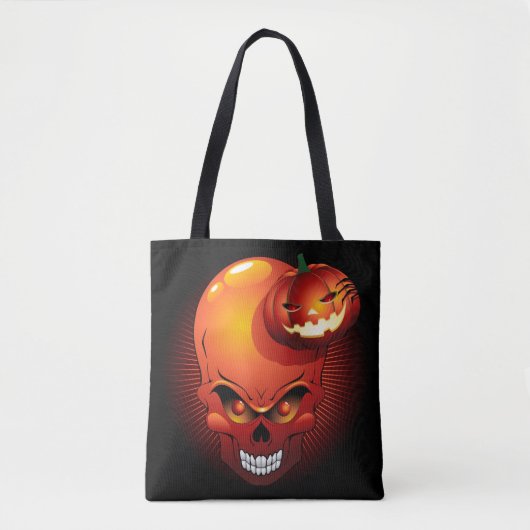 Halloween Skull en Pumpkin Tote Bag (Voorkant)