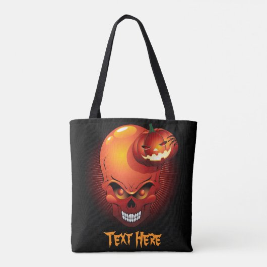 Halloween Skull en Pumpkin Tote Bag (Achterkant)