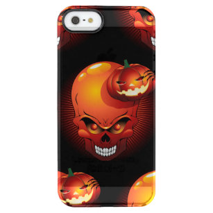 Halloween Skull en Pumpkin Doorzichtig iPhone SE/5/5s Hoesje