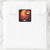 Halloween Skull en Pumpkin Vierkante Sticker (Tas)