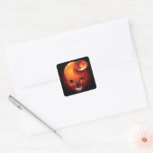 Halloween Skull en Pumpkin Vierkante Sticker (Envelop)